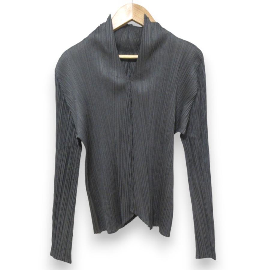 美品 PLEATS PLEASE ISSEY MIYAKE  プリーツプリーズ イッセイミヤケ 長袖 カットソー PP23-JJ161 サイズ3 グレー レディース 古着 中古 USED PLEATS PLEASE 美品 ISSEY MIYAKE プリーツプリーズ イッセイ