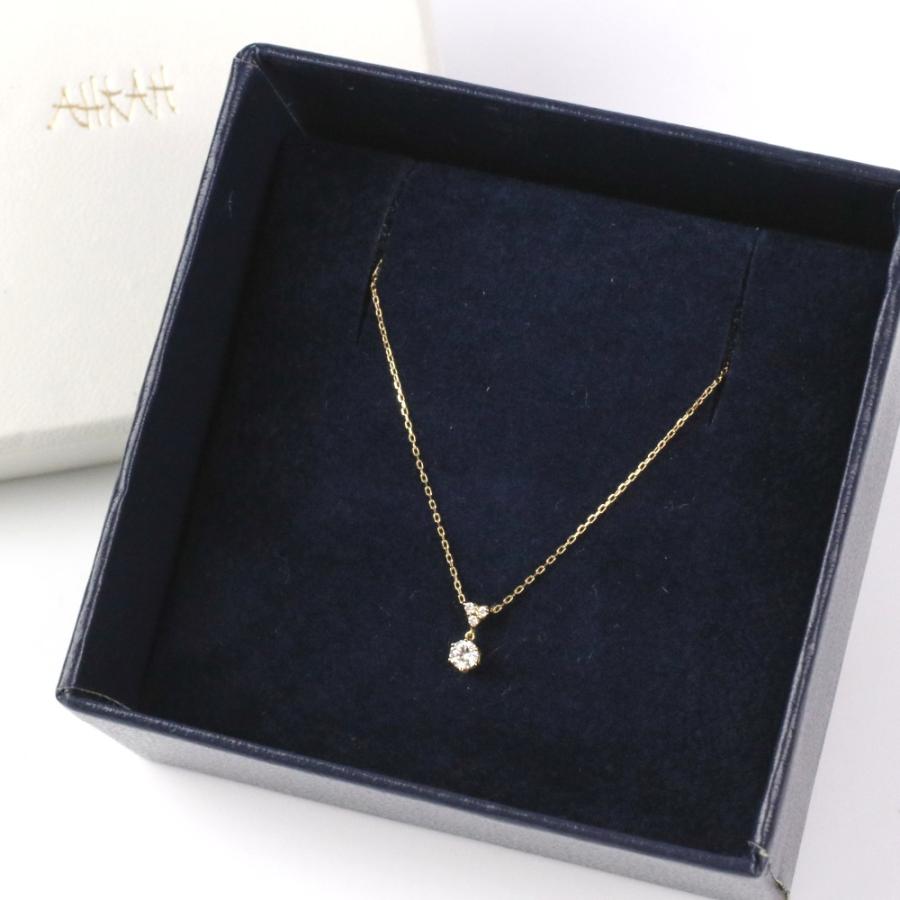 AHKAH 美品 アーカー K18YG ダイヤモンド 0.09ct ロゼ ネックレス 