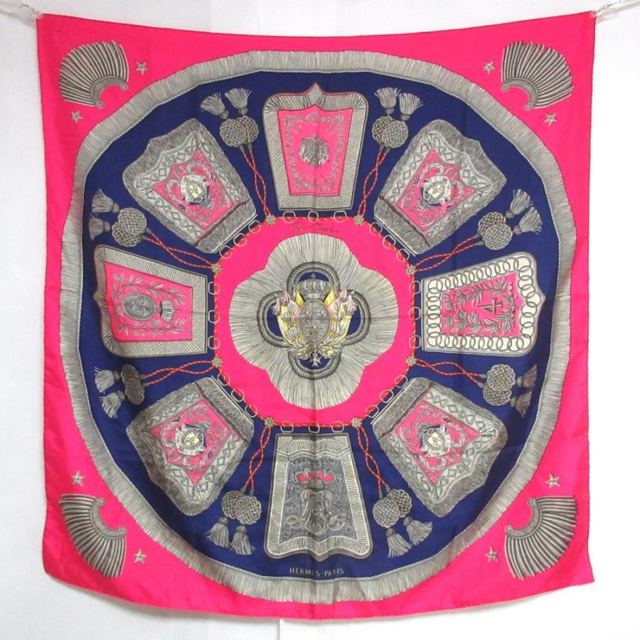 HERMES 良品 エルメス カレ90 Poste et Cavalerie サーベル飾袋