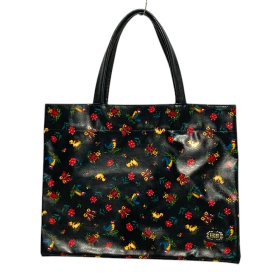 feiler（フェイラー） 美品 ハイジ柄トートバッグ ブラック レディース