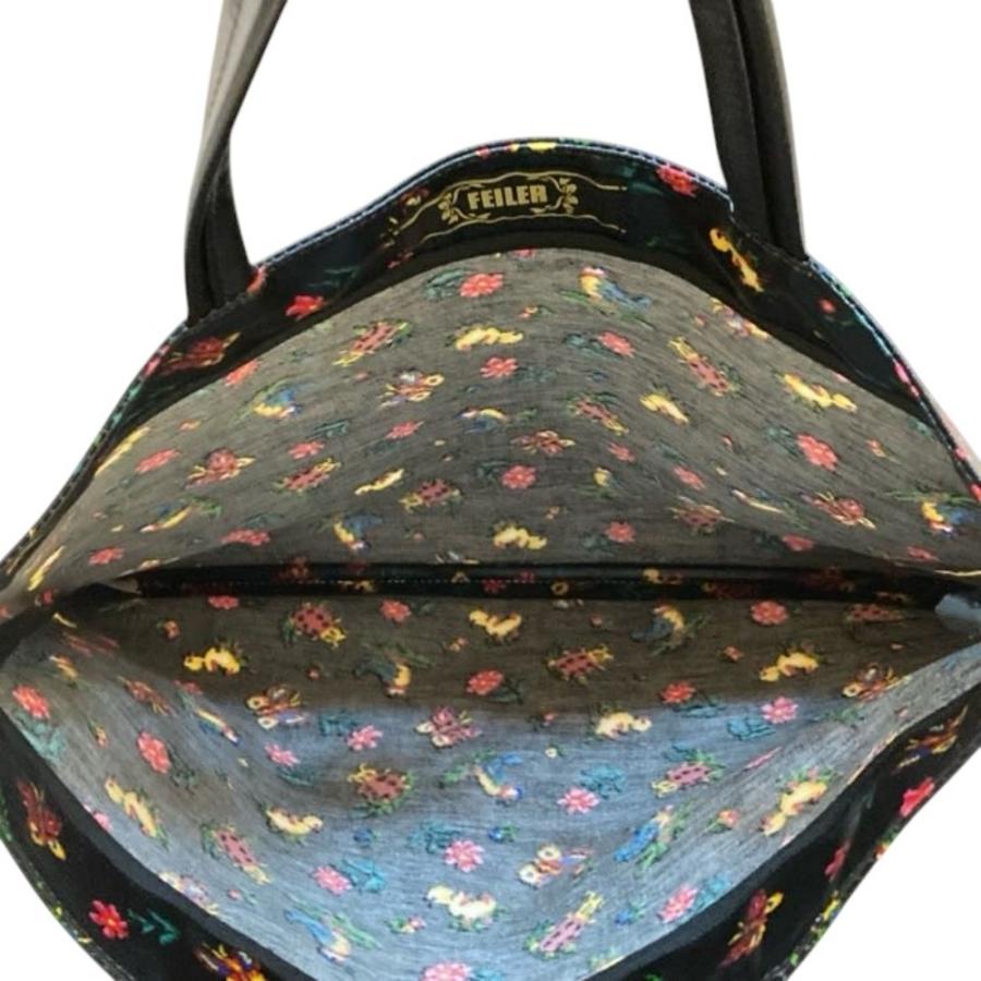 feiler（フェイラー） 美品 ハイジ柄トートバッグ ブラック レディース