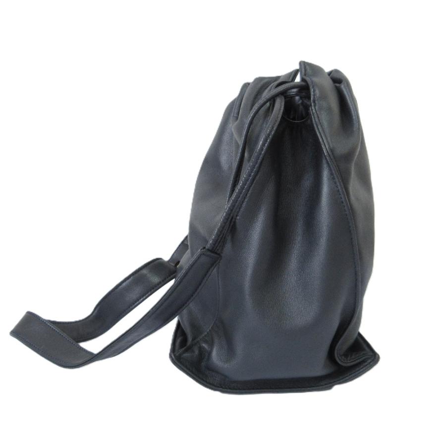 ロエベ アナグラム ネイビーショルダーバッグ ナッパレザー 巾着 LOEWE 良品 ロエベ アナグラム ナッパレザー 巾着ポーチ ワン