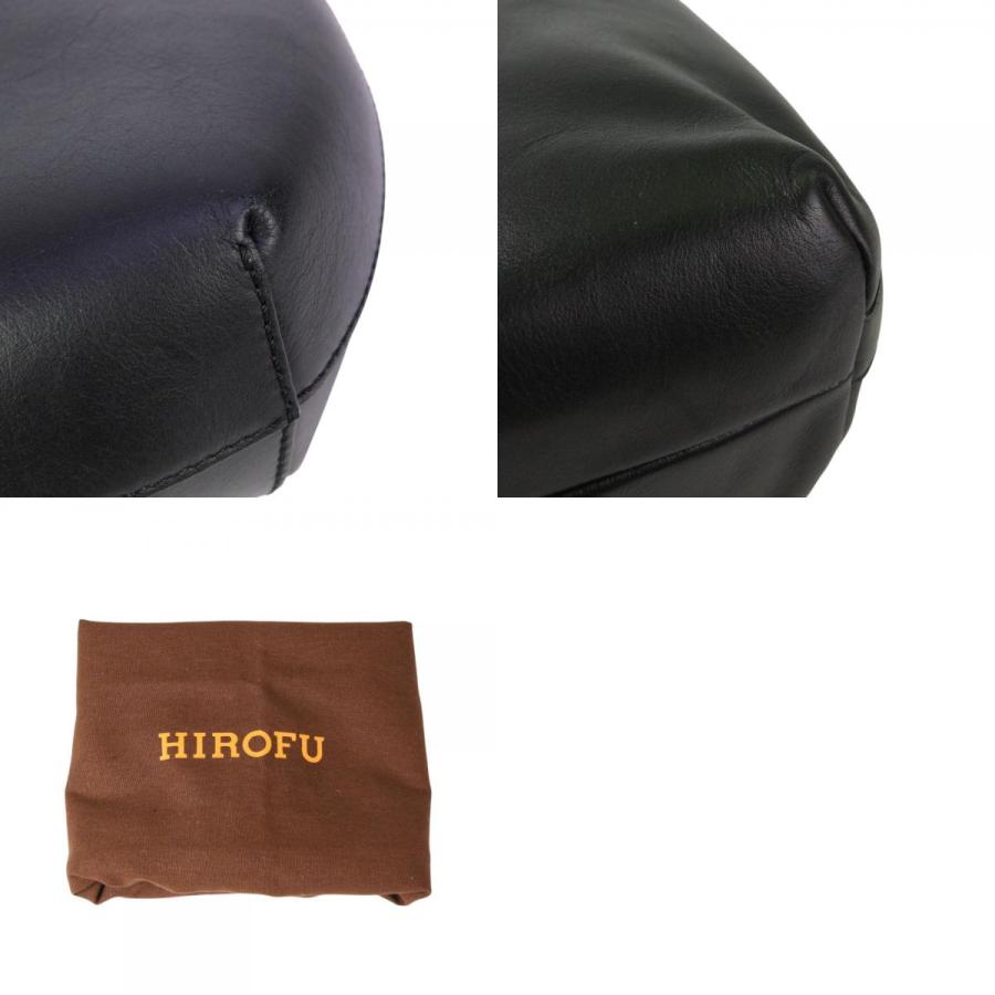 HIROFU 美品 ヒロフ レザー ロゴ ショルダーバッグ ブラック