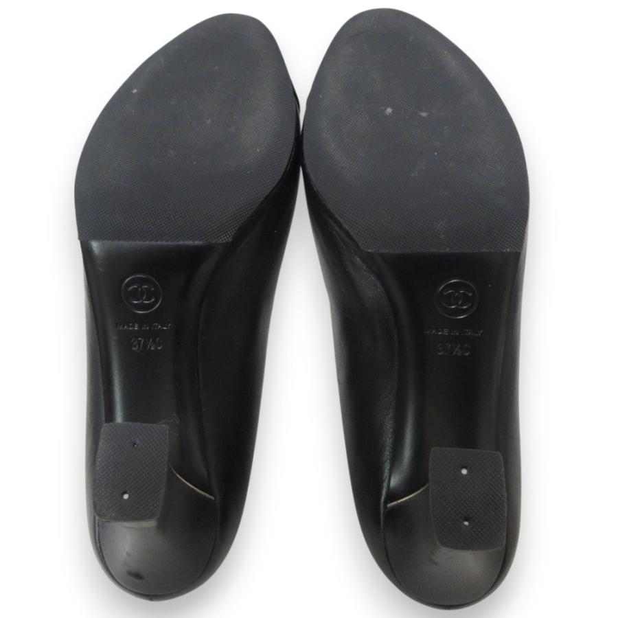 CHANEL シャネル レザー ココマーク アーモンドトゥ ハイヒール パンプス CHANEL 美品 20A シャネル レザー ココマークヒール アーモンド