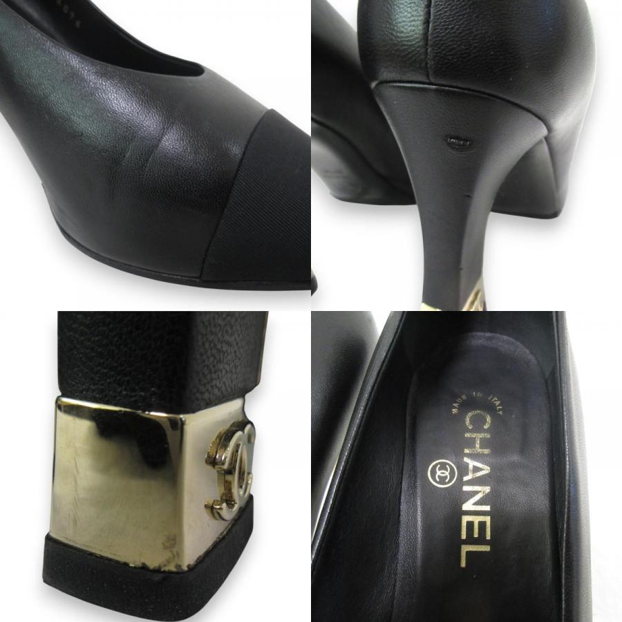 CHANEL 美品 20A シャネル レザー ココマークヒール アーモンド