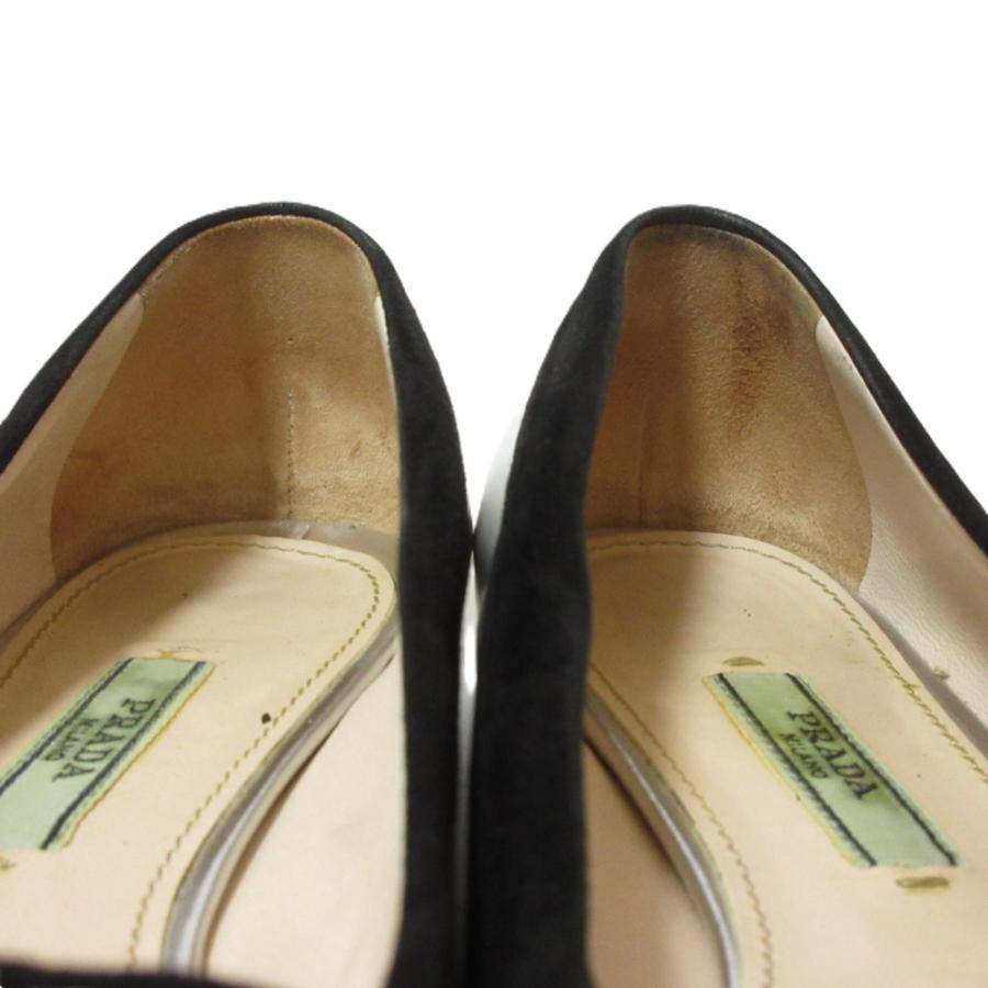 PRADA（プラダ） 良品 レザー スエード リボン フラットシューズ