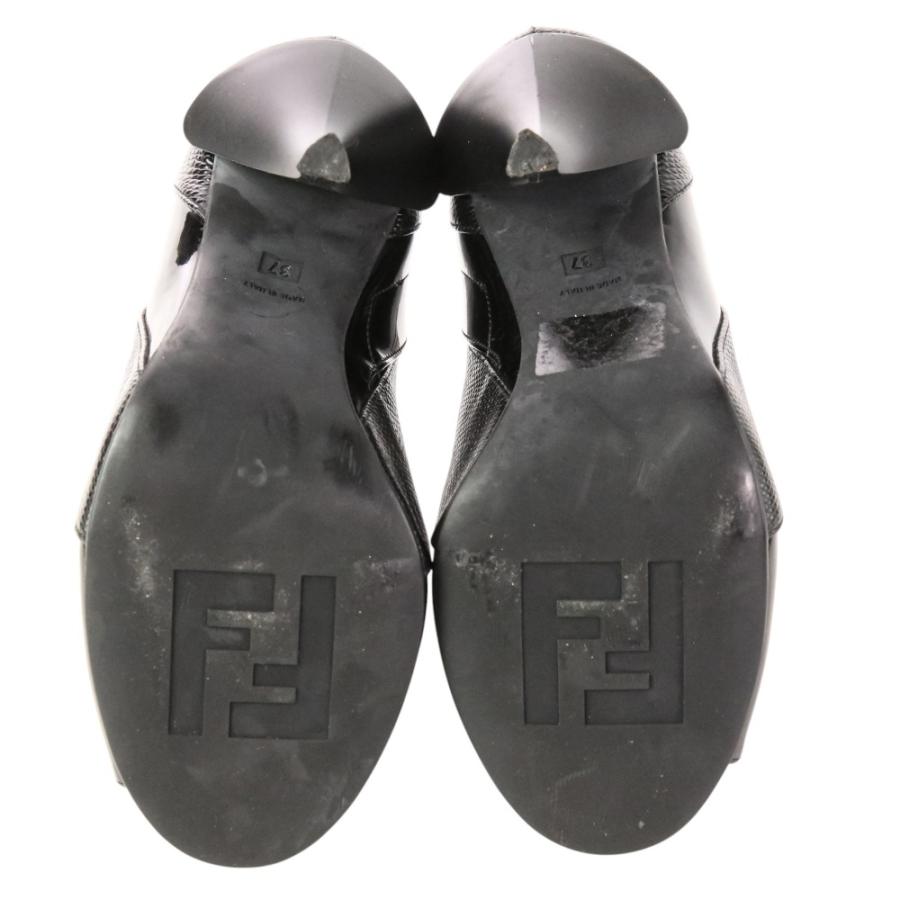 FENDI 良品 フェンディ オープントゥ エナメル レザー コンビ パンプス  