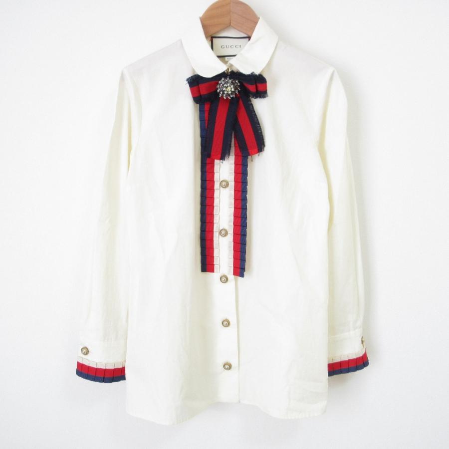 GUCCI（グッチ） 良品 ウェブボウ リボンブローチ付き コットン