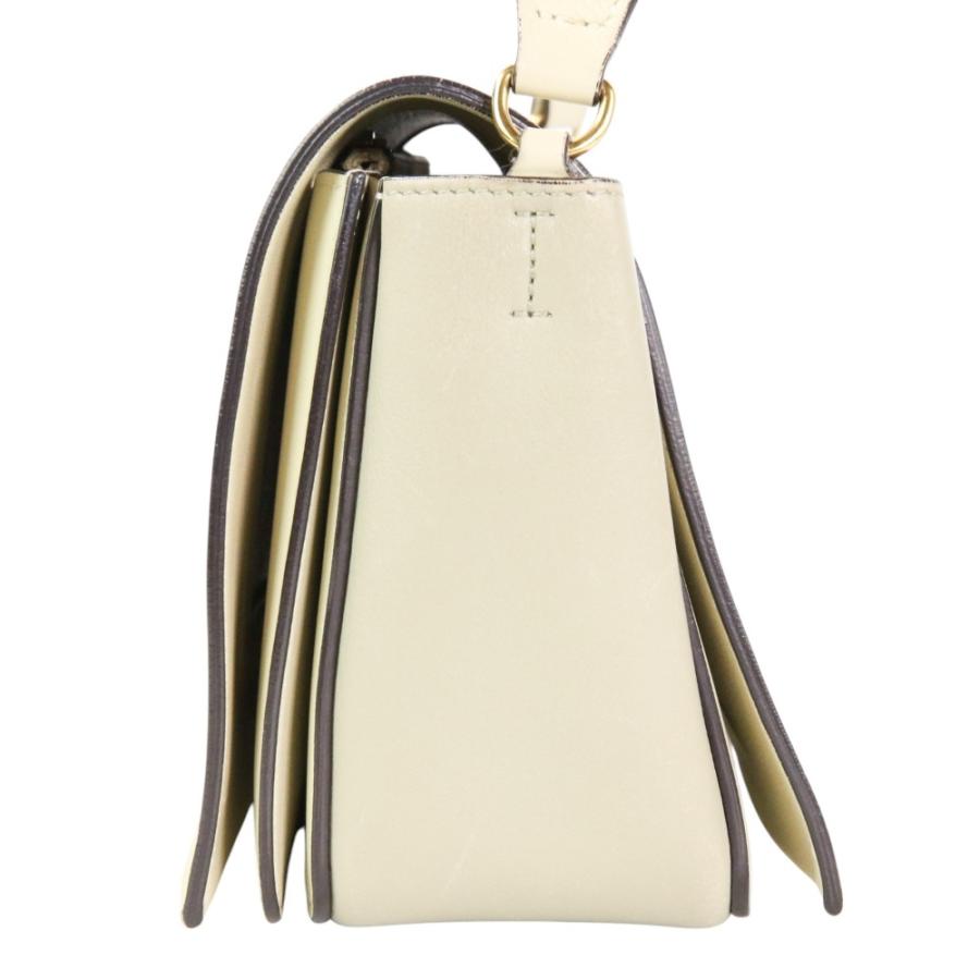 CELINE 良品 セリーヌ フレーム ミディアム カーフレザー ショルダーバッグ 180263 アイボリー グレー レディース 古着 中古 ...