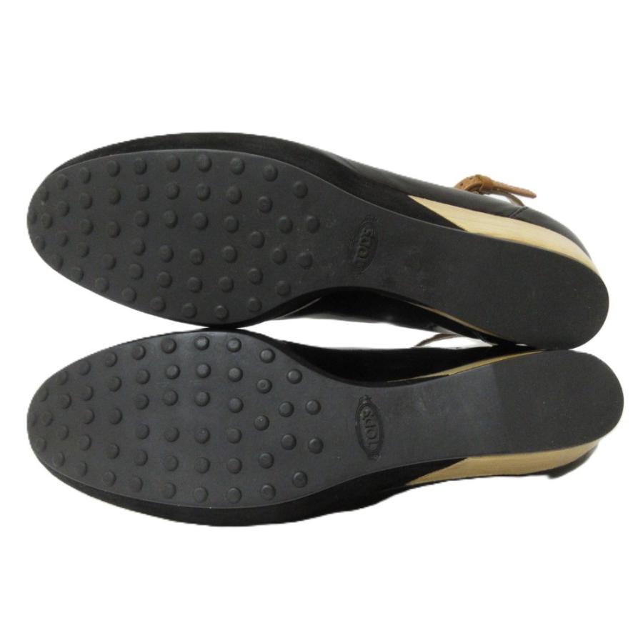 良品 TOD'S トッズ パテントレザー プラットフォーム 厚底 アンクル