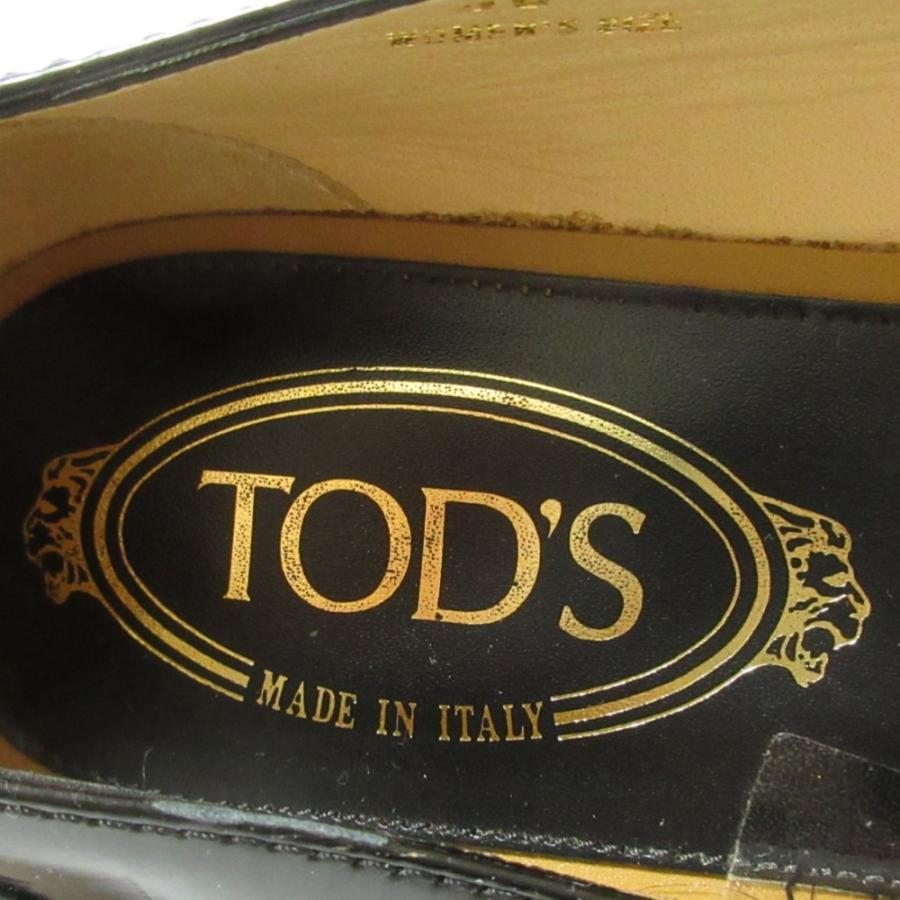 良品 TOD'S トッズ パテントレザー プラットフォーム 厚底 アンクル