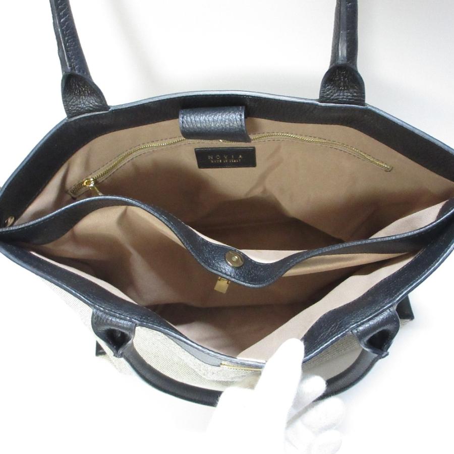 良品 NOVIA ノヴィア LIA レザー×キャンバス トートバッグ ブラック