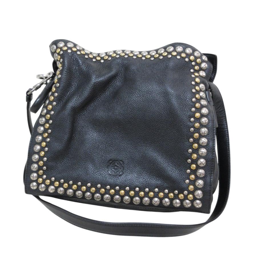 LOEWE（ロエベ） 美品 フラメンコ スタッズ アナグラム レザー