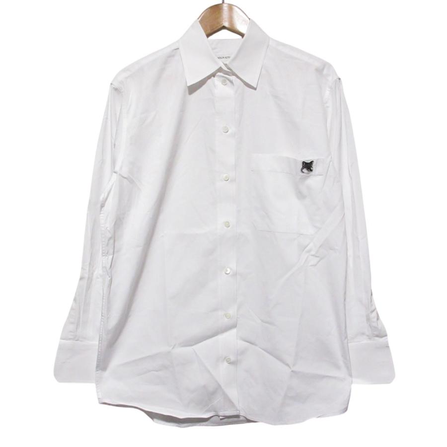 新品同様 MAISON KITSUNE メゾンキツネ フォックスヘッド ロングスリーブ シャツ LW00404WC0025 サイズXS ホワイト レディース 古着 中古 USED MAISON KITSUNE（メゾン キツネ） 新品同様 フォックスヘッド ロング
