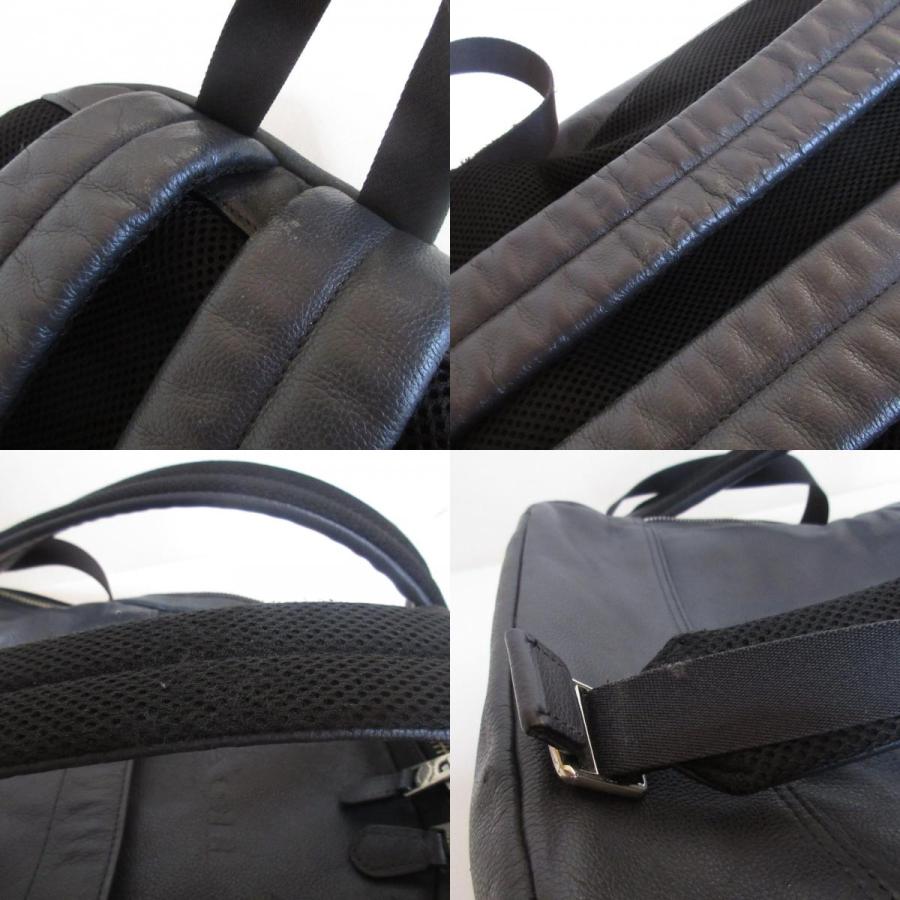 美品 COACH コーチ チャールズ リュック F54135 黒×青 レザー COACH 良品 コーチ レザー チャールズ スリム バックパック