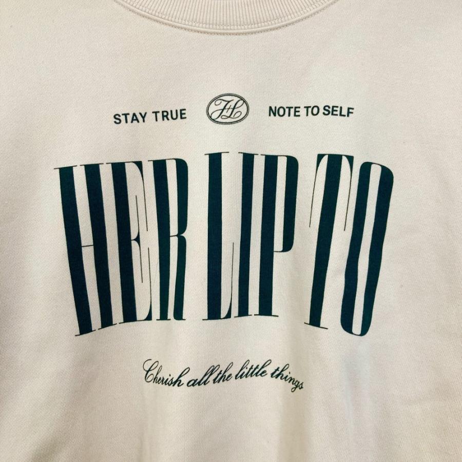 美品 24AW Her lip to ハーリップトゥ Cherish Oversized Sweatshirt ロゴプリント 裏起毛 スウェット プルオーバー F ローズ レディース 古着 中古 USED Her lip to - 美品 24AW Her lip to ハーリップトゥ Cherish Oversized