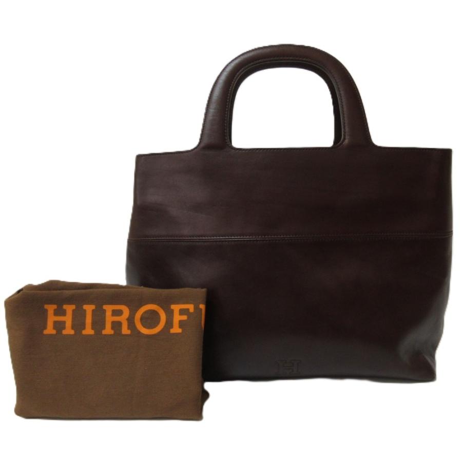 ヒロフ HIROFU Hロゴ レザー トートバッグ ハンドバッグ 茶色 ブラウン