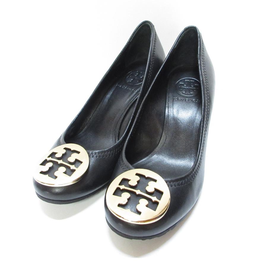 TORY BURCH 美品 トリーバーチ レザー ダブルTロゴ ラウンドトゥ  