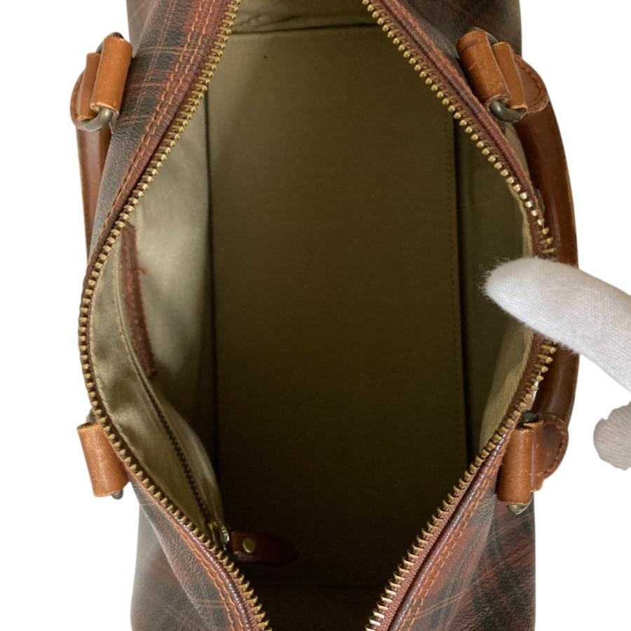 【美品】ポロラルフローレン PVC レザー ボストンバッグ ブラウンチェック ポロ ラルフローレン POLO RALPH LAUREN ミニ ボストンバッグ