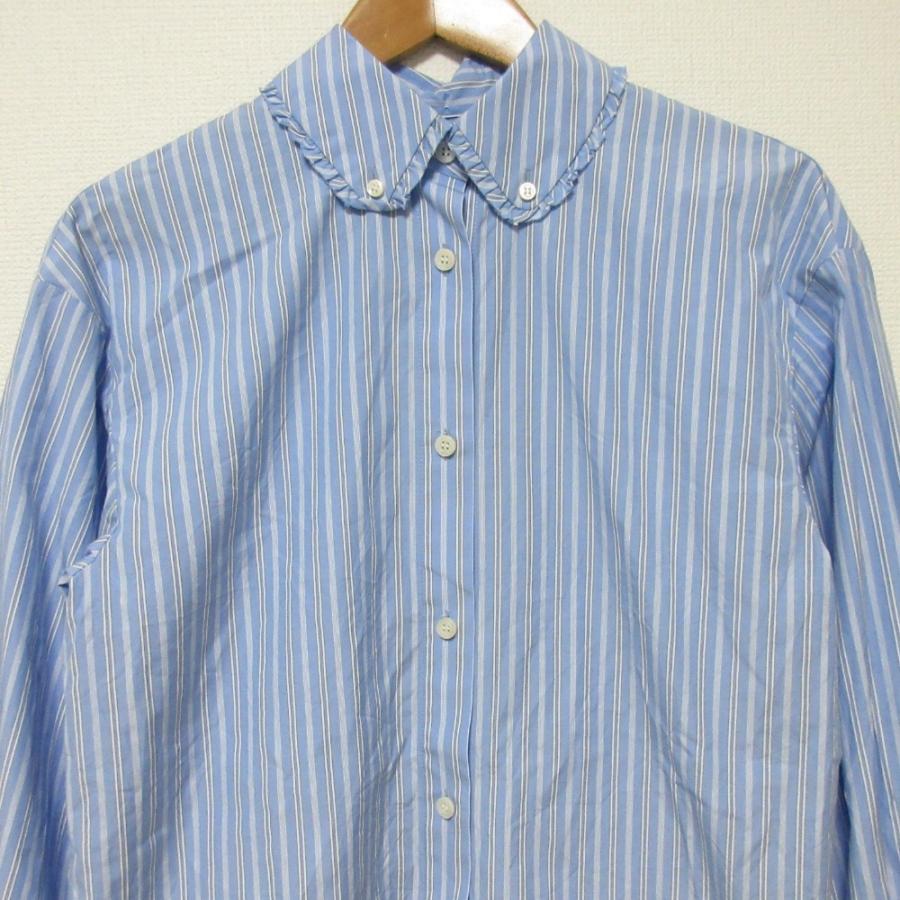 Yori 良品 24AW yori ヨリ ミニフリル ストライプシャツ ブラウス YR21