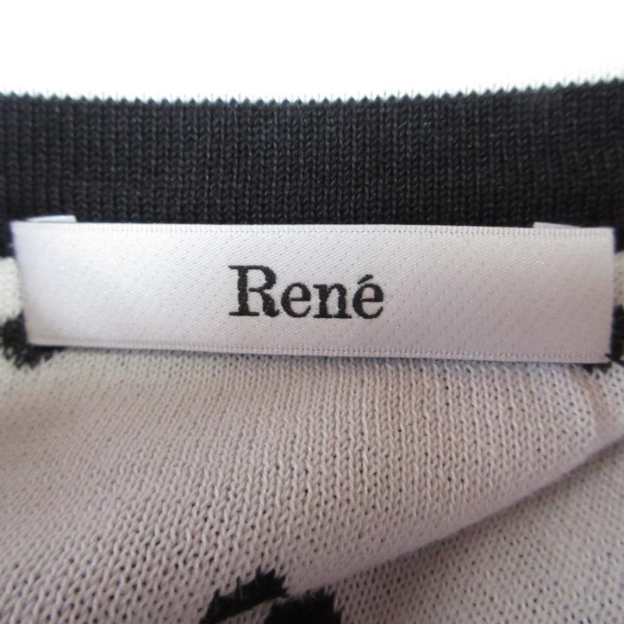 René - 美品 Rene ルネ 2022年モデル ドットジャガード ハーフスリーブ ニットカーディガン サイズ36 ブラック レディース 古着 中古 USED Rene（ルネ） 美品 2022年モデル ドットジャガード ハーフスリーブ