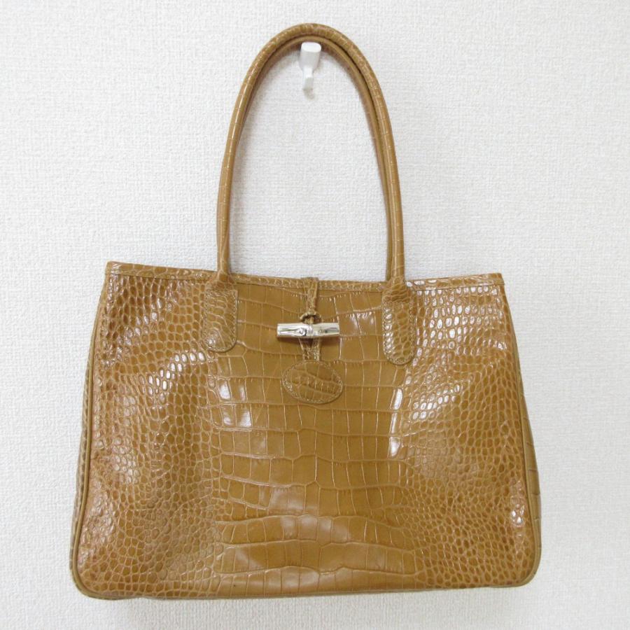 LONGCHAMP（ロンシャン） レザー クロコ型押し トートバッグ キャメル 
