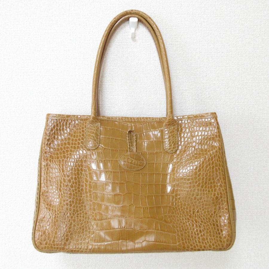 LONGCHAMP（ロンシャン） レザー クロコ型押し トートバッグ キャメル 