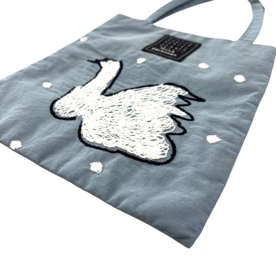 ミナペルホネン mina perhonen レッスンバッグ トート 白鳥 スワン mina perhonen（ミナペルホネン） 美品 swan 白鳥刺繍 ミニバッグ