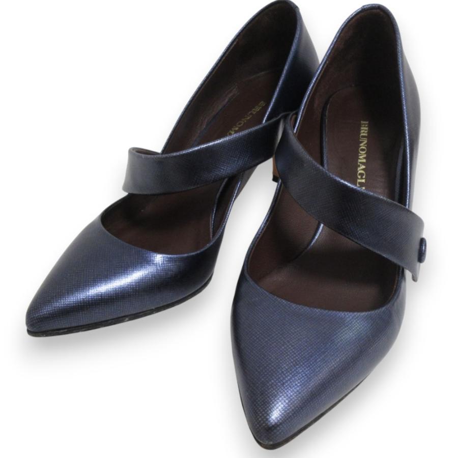 Y*K様 BRUNO MAGLI 青 レザー ハイヒール BRUNO MAGLI（ブルーノマリ） 美品 レザー ポインテッドトゥ メリー