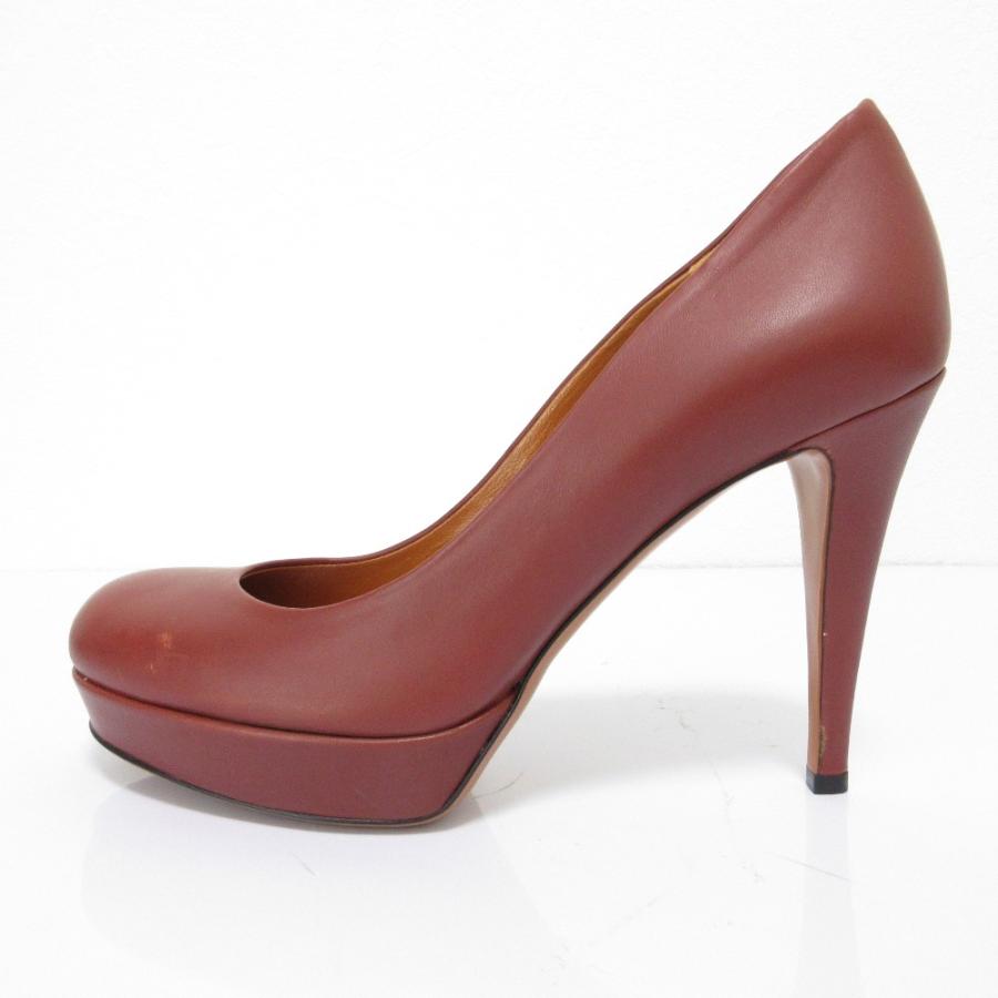 GUCCI 新品同様 グッチ レザー ハイヒール ラウンドトゥ パンプス  