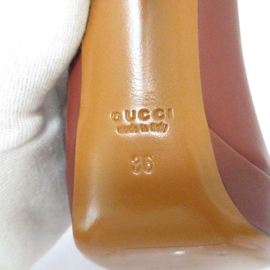GUCCI 新品同様 グッチ レザー ハイヒール ラウンドトゥ パンプス  