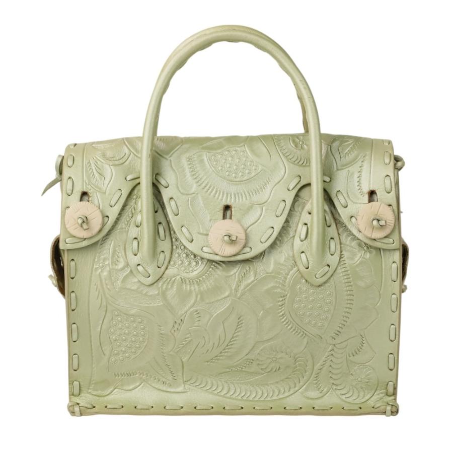 CARVING TRIBES」 ハンドバッグ - ネイビー レディース carving