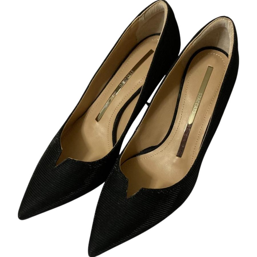 美品 STACCATO スタッカート ポインテッドトゥ Vカット ハイヒール