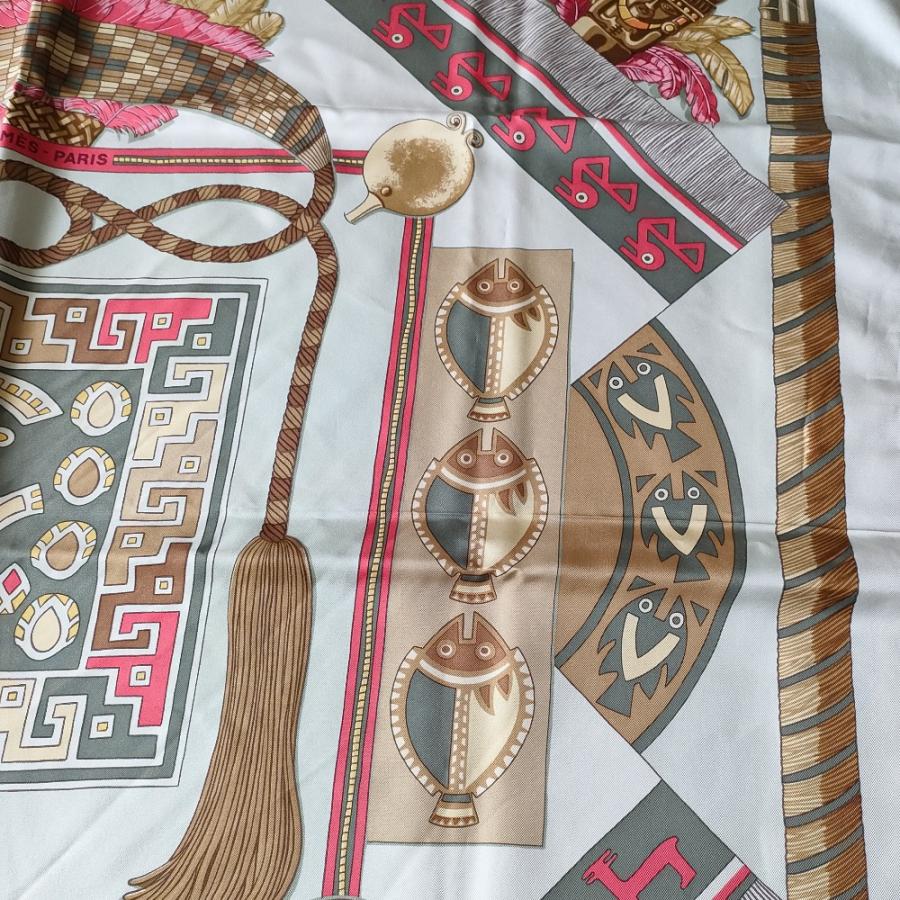 【未使用級】HERMES カレ 90 HUACA PIRU 神聖なるペルー エルメス カレ90 HUACA PIRU 神聖なるペルー スカーフ シルク