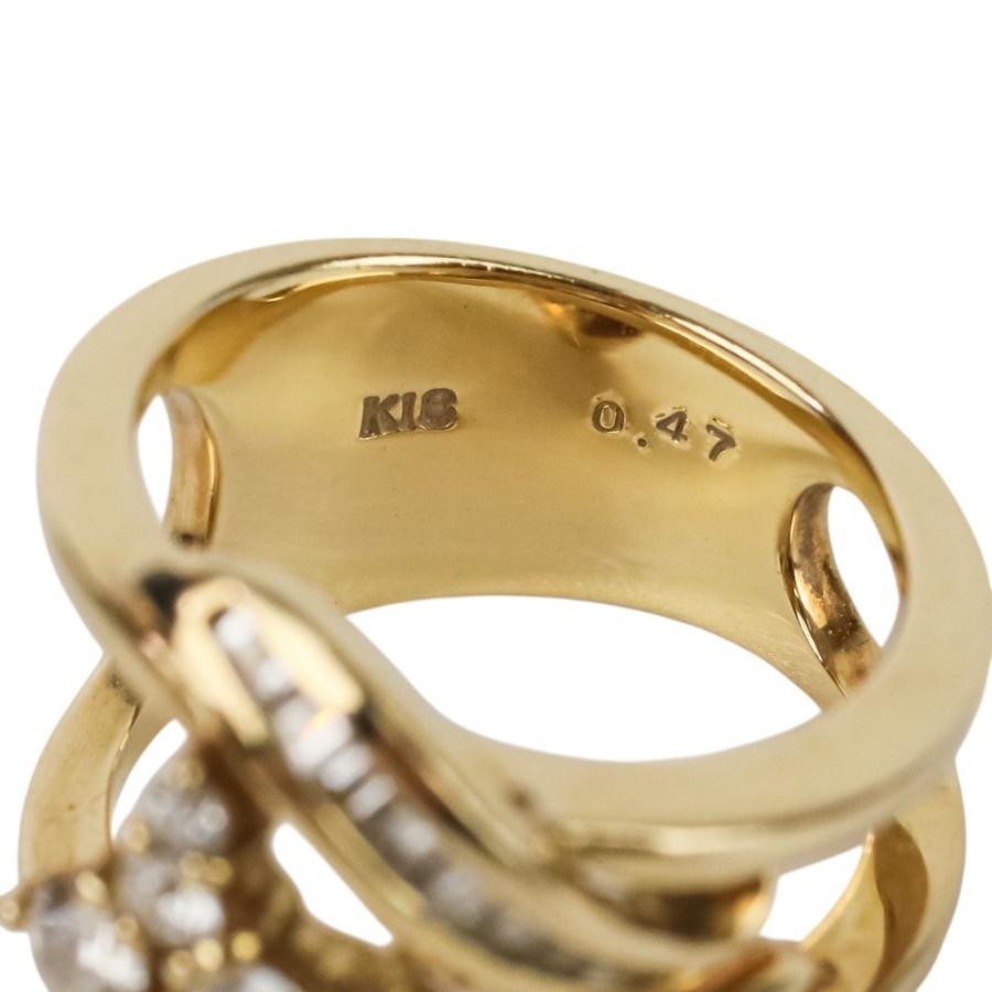 良品 ノーブランド K18YG × ダイヤモンド D0.47ct フラワーモチーフ 