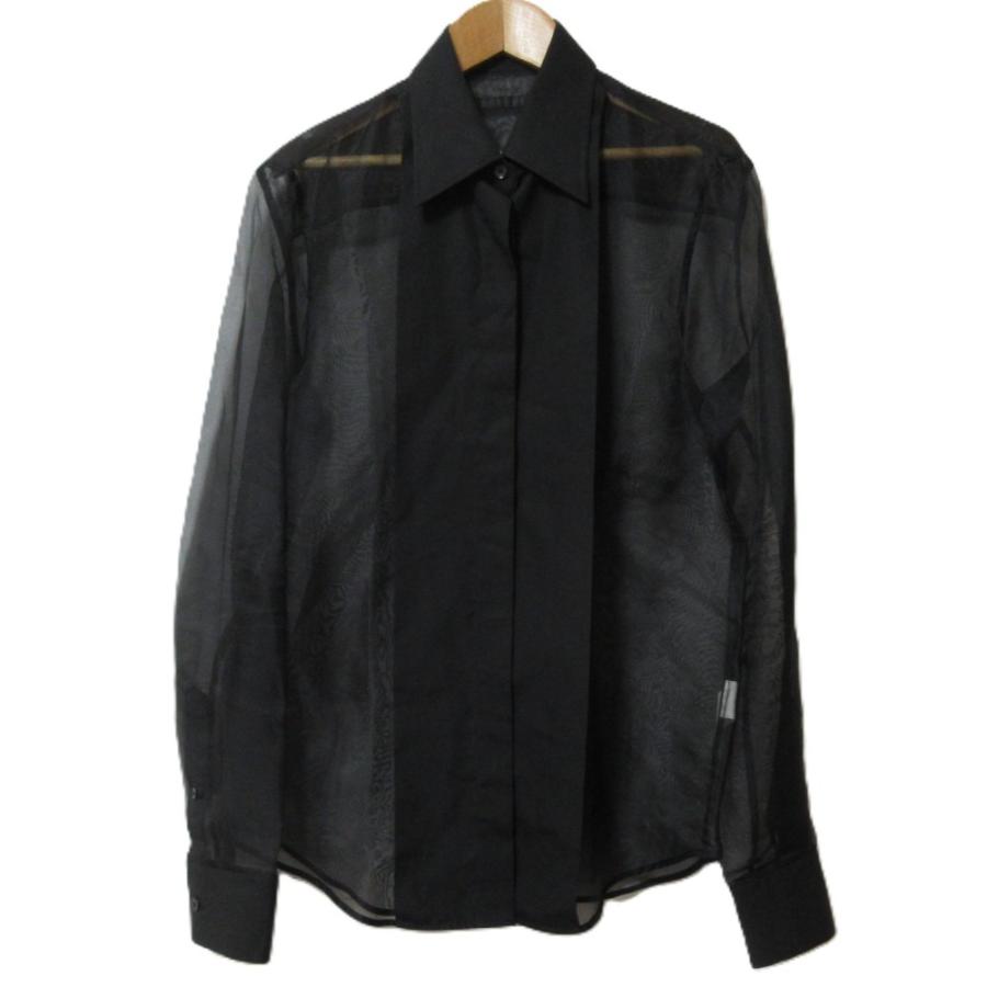 T*N様 ヘルムートラング 本人期 長袖シャツ ブラック 41 HELMUT LANG（ヘルムートラング） 美品 黒タグ 本人期 シルク100% ロゴ