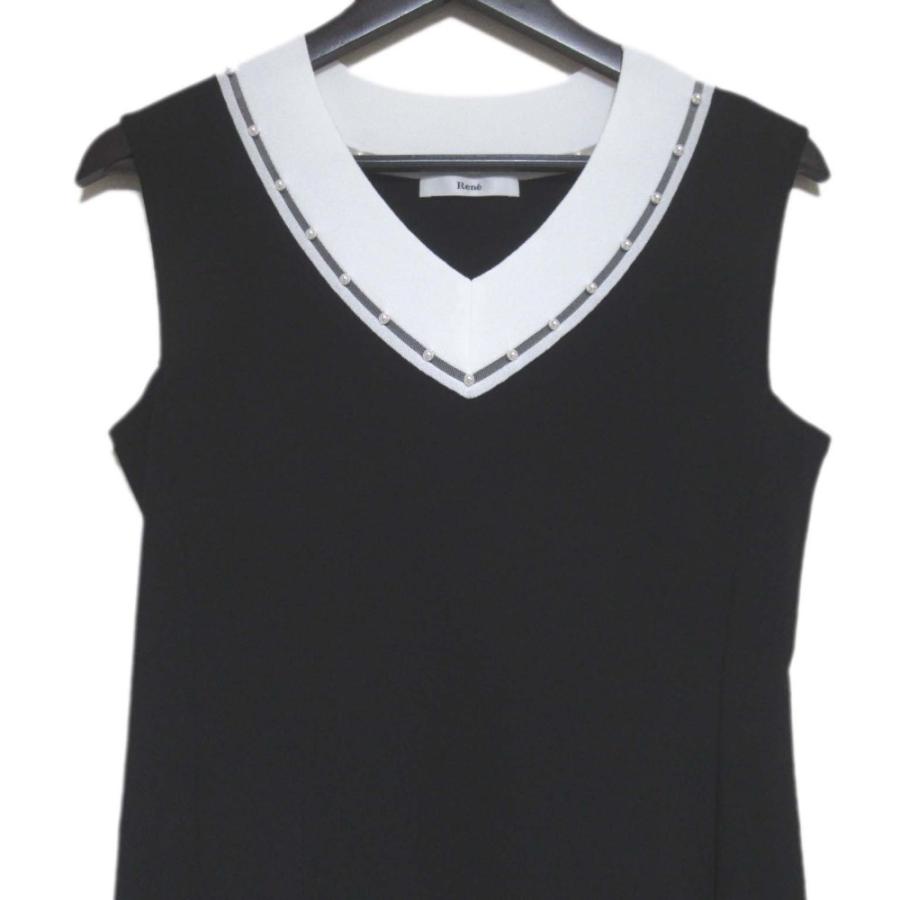 Rene（ルネ） 美品 フェイクパール装飾 ノースリーブ ニット 