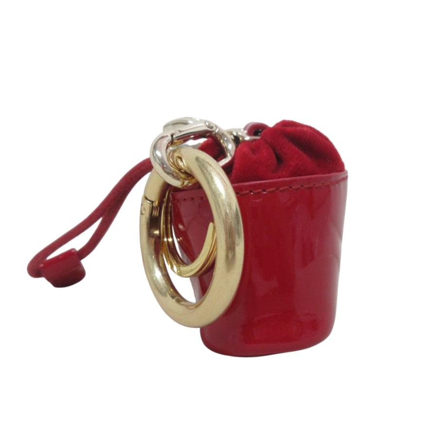 美品 FURLA フルラ エナメル バッグチャーム モバイルアクセサリー 