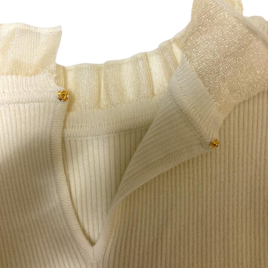 未使用 23AW EPOCA エポカ シアーニット タフタコンビドレス ニットドッキングワンピース 38 オフホワイト  レディース 古着 中古 USED EPOCA - 未使用 23AW EPOCA エポカ シアーニット タフタコンビドレス