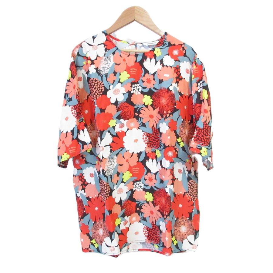 未使用 23AW marimekko マリメッコ ANTIIKKI SUVIKIMPPU フラワー柄 バックリボン 半袖 ブラウス サイズ36 レッド レディース 古着 中古 USED marimekko（マリメッコ） 未使用 23AW marimekko ANTIIKKI SUVIKIMPPU