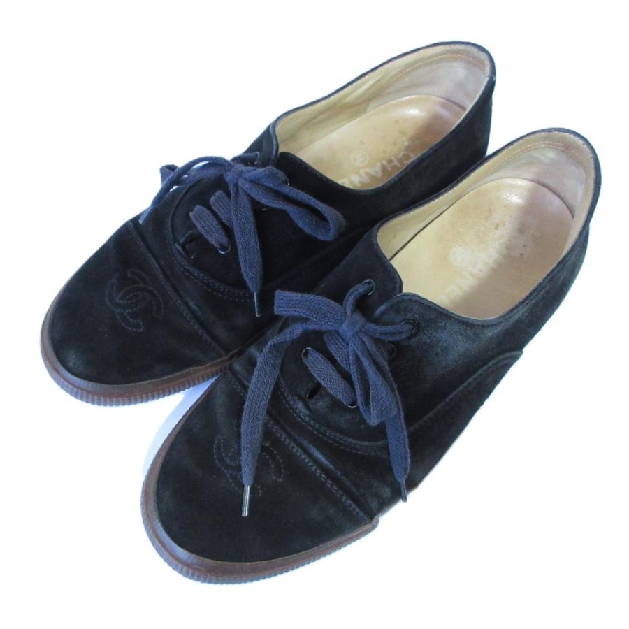 CHANEL 良品 シャネル スエード ココマークスニーカー レース