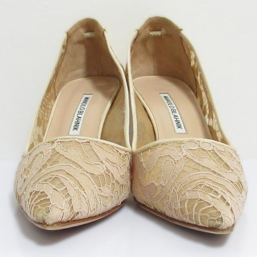 MANOLO BLAHNIK ベージュ フラット ハンギシ ピンクベージュ 36 Manolo