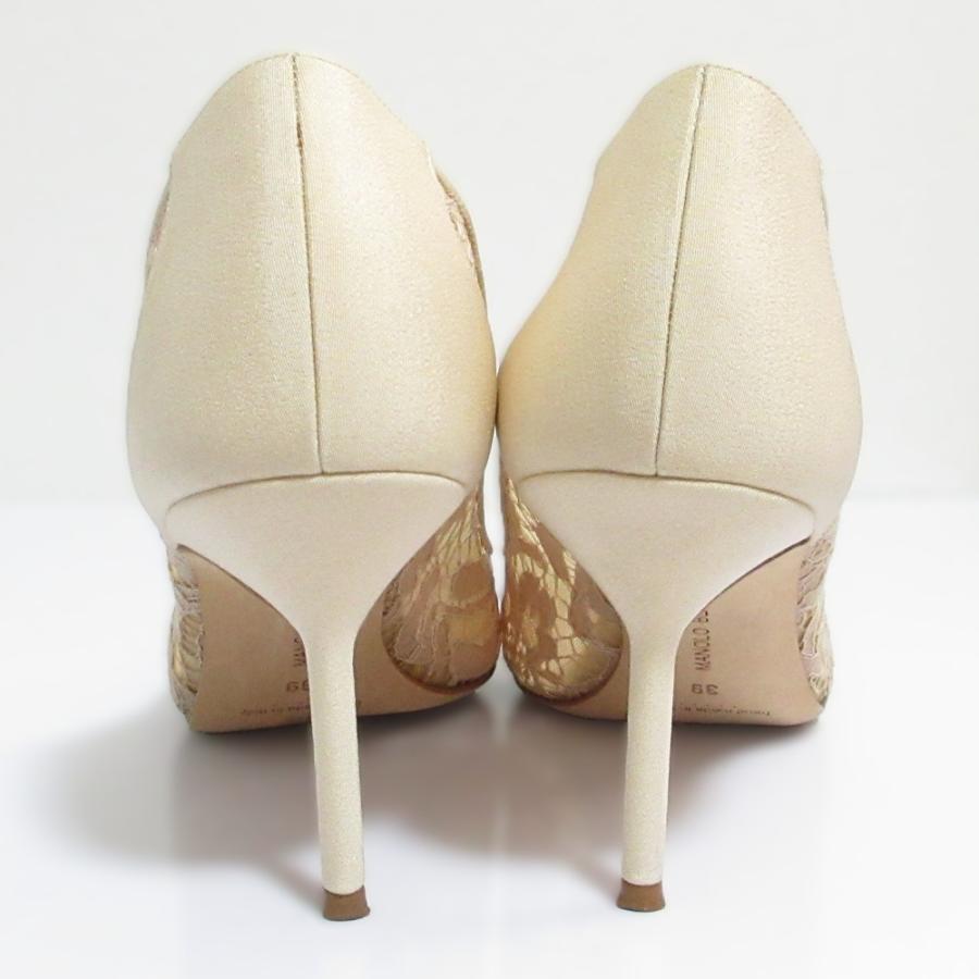 マノロブラニク レースミュール 35.5 22.5cm ベージュ MANOLO BLAHNIK