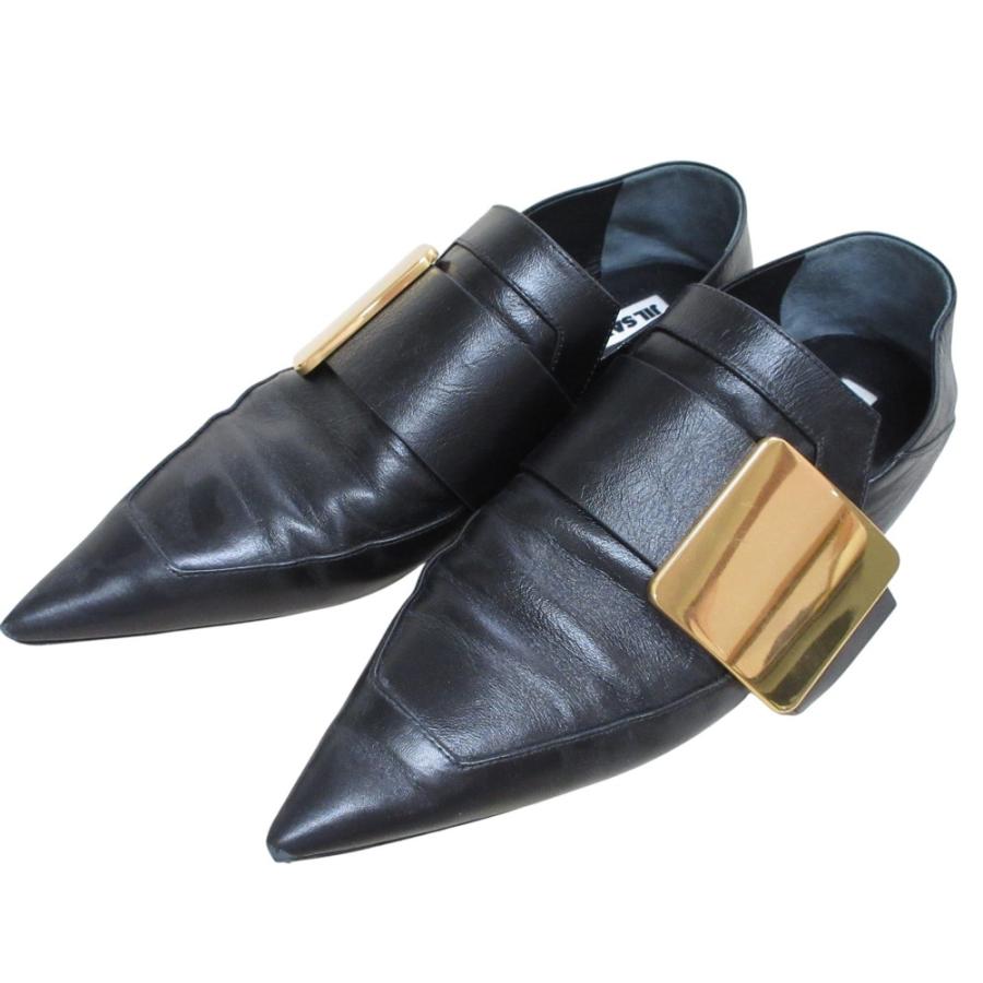 【JIL SANDER】Tストラップパンプス Jil Sander T-Strap Sandals in Black Leather (Sold) - Joli Closet