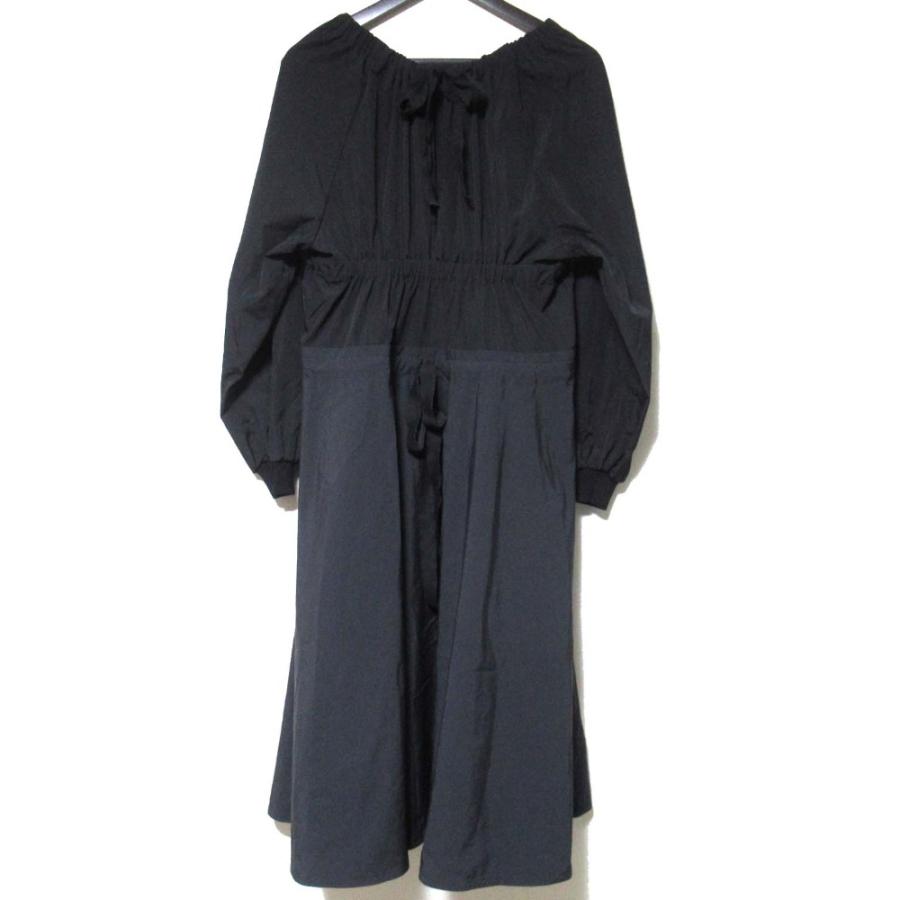美品 22AW MONCLER モンクレール ABITO ルーズフィット 長袖 ロング丈 ドッキング ワンピース H20932G00006 サイズ40 ブラック レディース 古着 中古_1