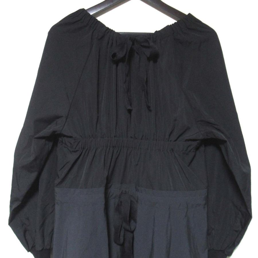 美品 22AW MONCLER モンクレール ABITO ルーズフィット 長袖 ロング丈 ドッキング ワンピース H20932G00006 サイズ40 ブラック レディース 古着 中古_3
