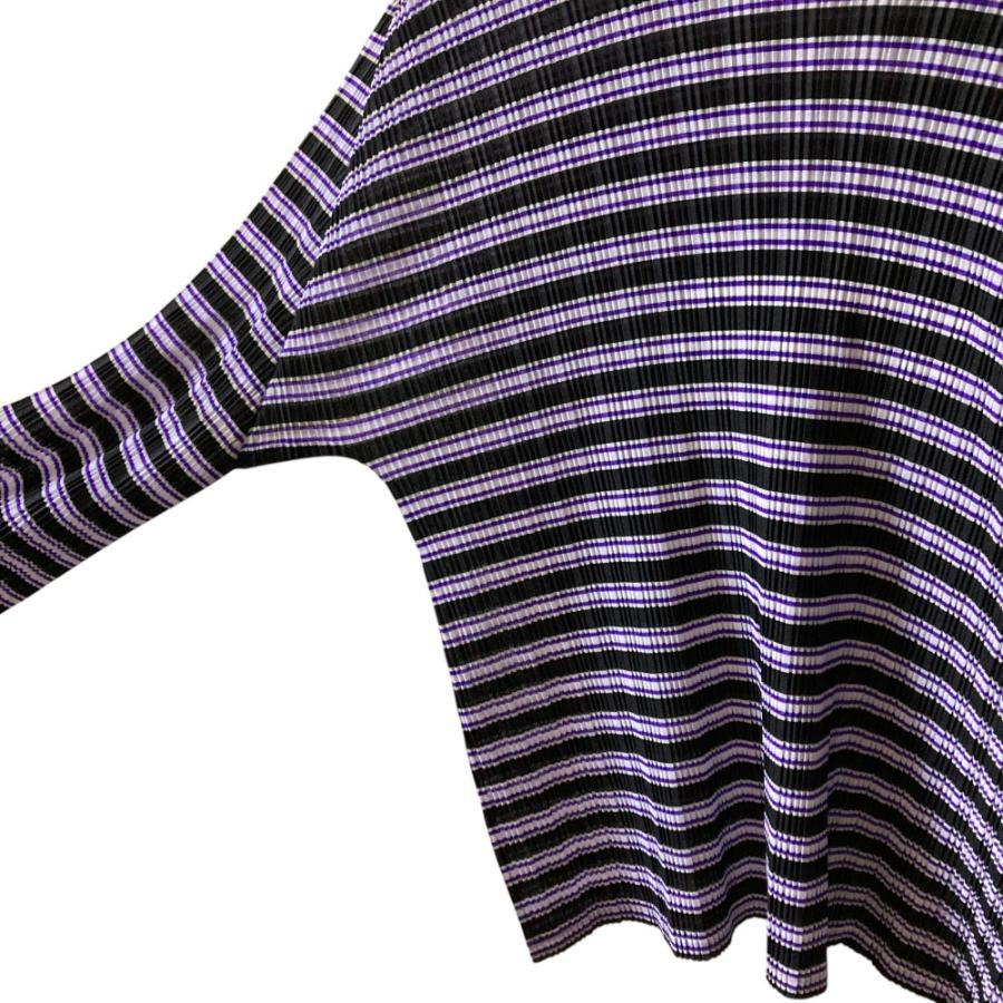PLEATS PLEASE ISSEY MIYAKE / トップス/3/ポリエステル/YLW/ボーダー/PP81-FK343/18SS PLEATS PLEASE 良品 ISSEY MIYAKE プリーツプリーズ ボーダー