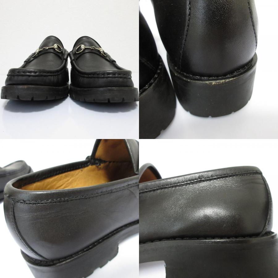 グッチ 6 1/2 23.5 レザー ローファー ホースビット ブラック GUCCI 良品 グッチ レザー ホースビット ローファー サイズ6 1/2