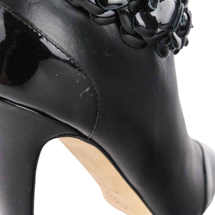 CHANEL（シャネル） 未使用 カメリア パテント×レザー ショートブーツ