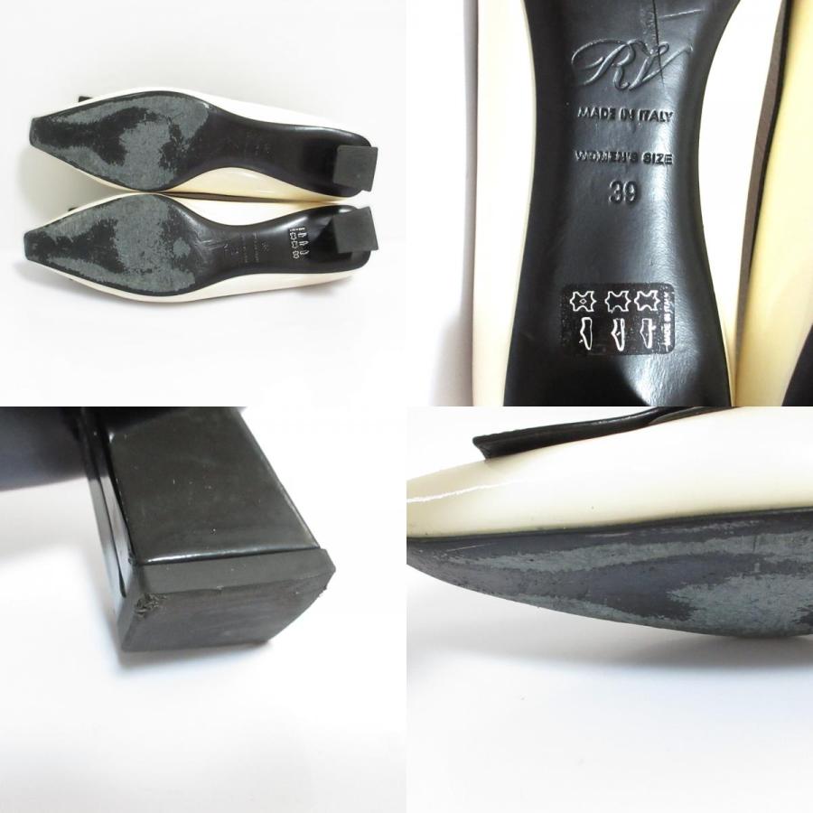 良品 Roger Vivier ロジェヴィヴィエ スクエアトゥ バイカラー パンプス サイズ39 26cm相当 オフホワイト ブラック レディース 古着 中古